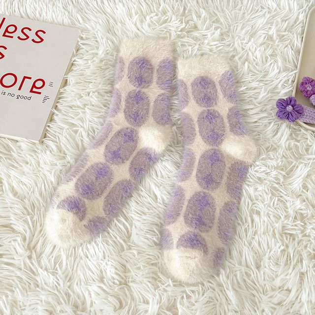 Patterned Fluffy Short Socks Set