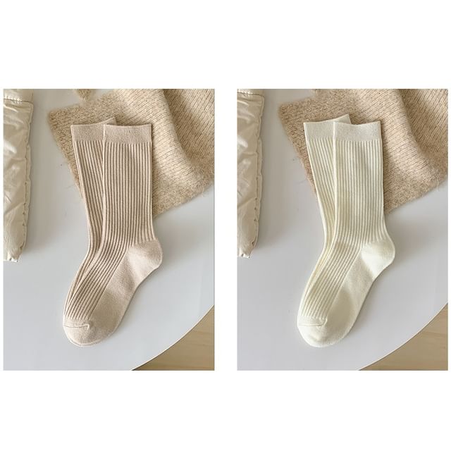 Plain Ribbed Short Socks Set