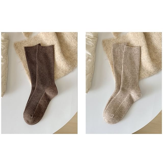 Plain Ribbed Short Socks Set