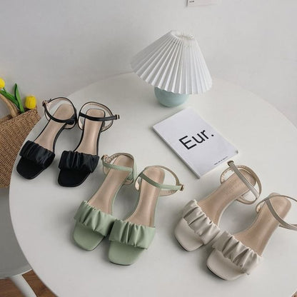 Ruched Ankle Strap Sandals