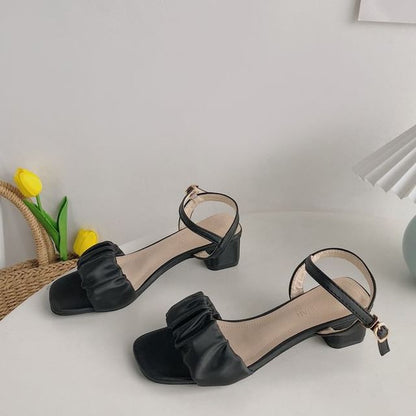 Ruched Ankle Strap Sandals