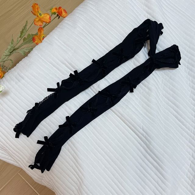 Velvet Bow Lace Arm Sleeves