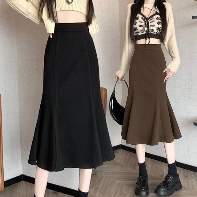 Elegant High-Rise Mermaid Hem Pencil Skirt