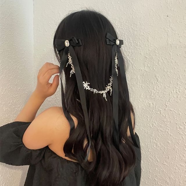 Ribbon Rhinestone Hair Clip