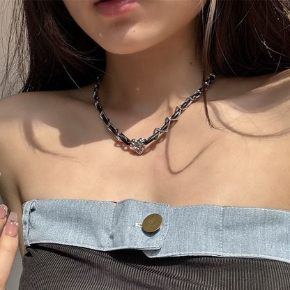 Leather Faux Alloy Choker