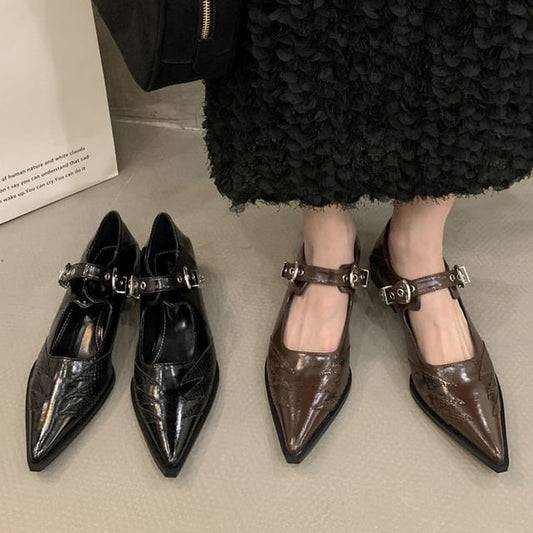 Pointy Paneled Mary Jane Shoes