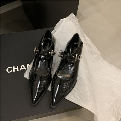Pointy Paneled Mary Jane Shoes