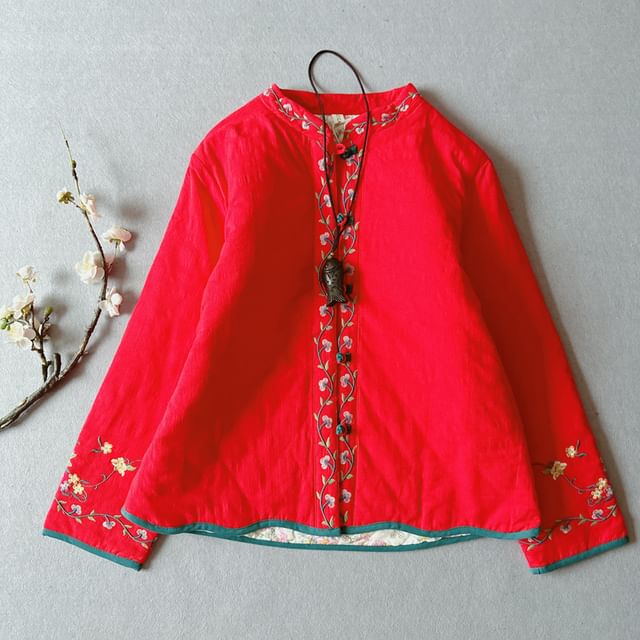 Traditional Chinese Embroidered Frog Buttoned Jacket