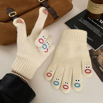 Cartoon Print Touchscreen Knit Gloves
