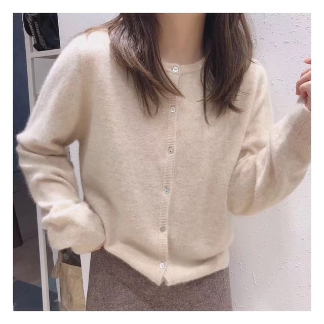 Crewneck Plain Cardigan