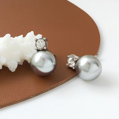 Drop Rhinestone Pearl Earring Faux