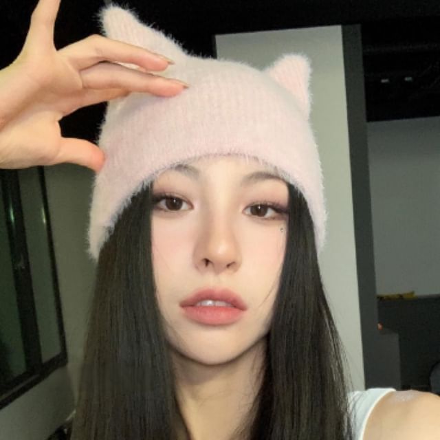 Cat Ear Fluffy Knit Beanie