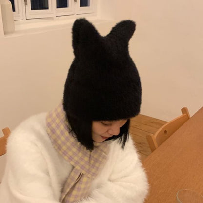 Cat Ear Fluffy Knit Beanie