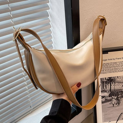 Faux Leather Contrast Trim Crossbody Bag