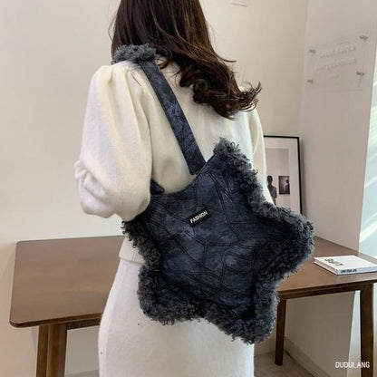 Fluffy Trim Star Tote Bag