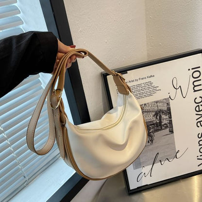 Faux Leather Contrast Trim Crossbody Bag