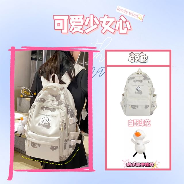 Smiley Face Logo Backpack / Duck Charm / Set