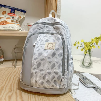 Patterned Paneled Backpack / Peach Charm / Set