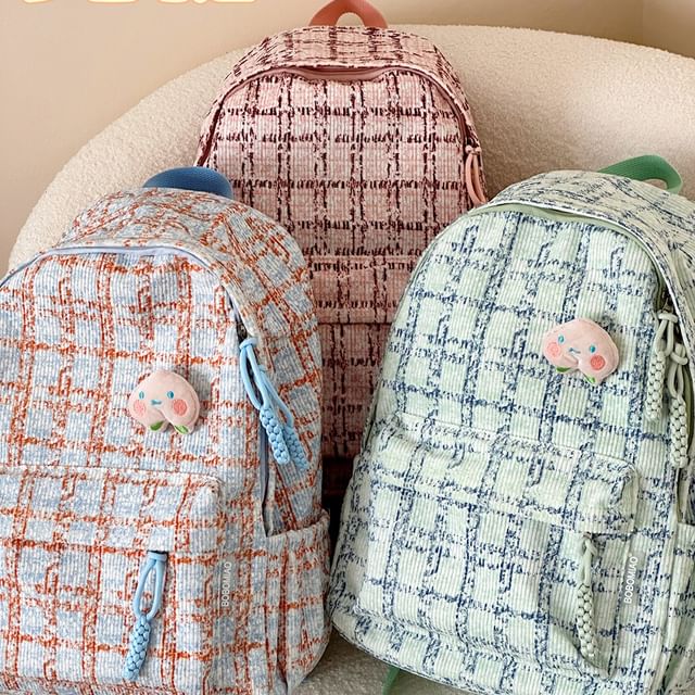 Plaid Backpack / Charm / Set