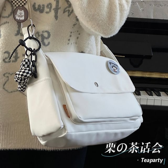 Plain Flap Crossbody Bag / Charm / Set