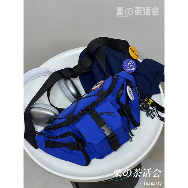 Two-Tone Buckled Sling Bag / Charm / Set