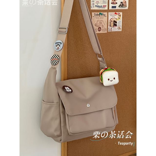 Plain Flap Crossbody Bag / Charm / Set