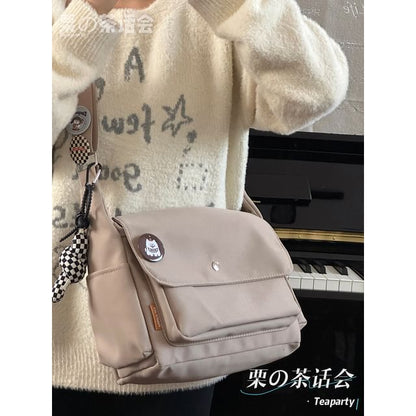 Plain Flap Crossbody Bag / Charm / Set