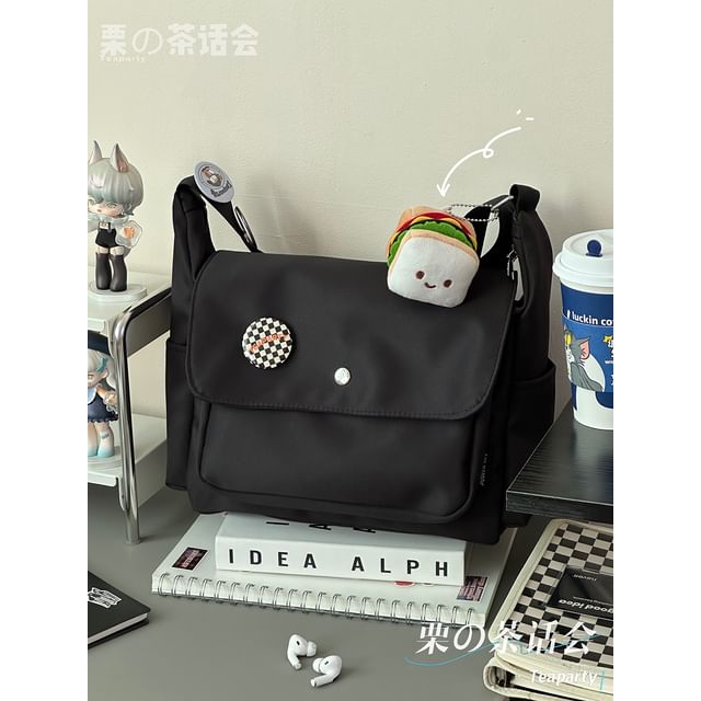 Plain Flap Crossbody Bag / Charm / Set