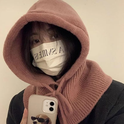 Knit Plain Balaclava Buttoned