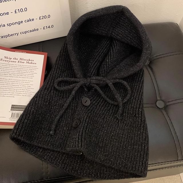 Knit Plain Balaclava Buttoned