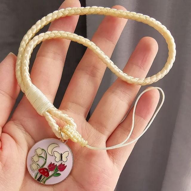 Floral Woven Cord Phone Strap