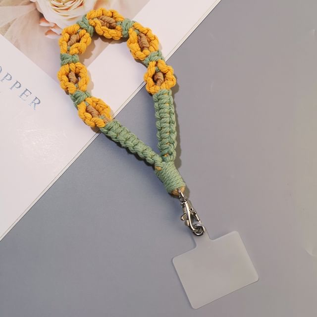 Floral Woven Phone Lanyard with Lanyard Pad