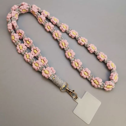 Floral Woven Phone Lanyard with Lanyard Pad