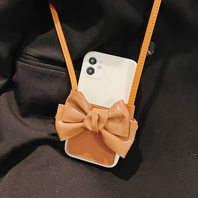 Phone Case Faux Bow Leather