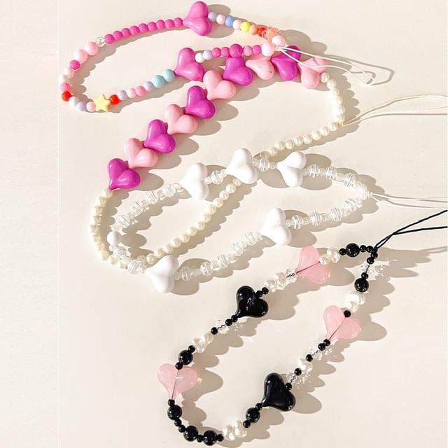 Heart Bead Phone Strap