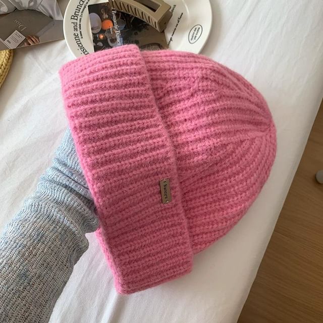 Lettering Knit Beanie