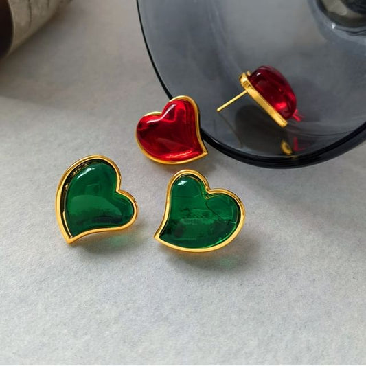 Heart Resin Alloy Stud Earring