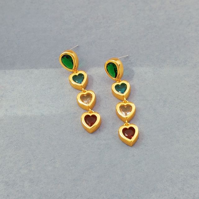 Heart Rhinestone Alloy Dangle Earring