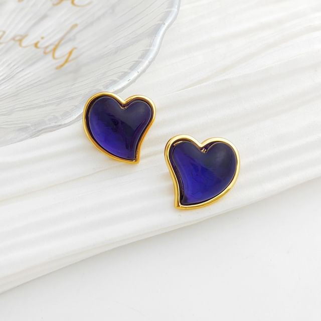 Heart Resin Alloy Stud Earring