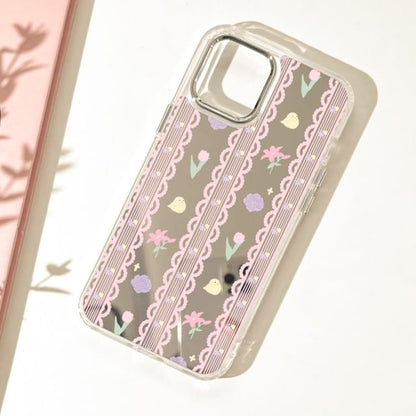 Print Lace Mirrored Floral Phone Case