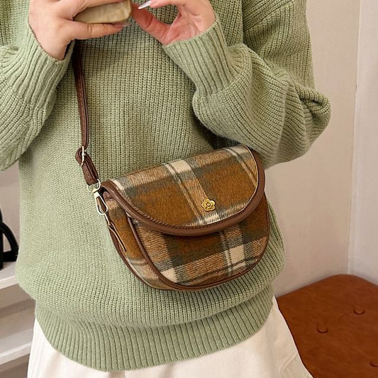 Plaid Flap Crossbody Bag