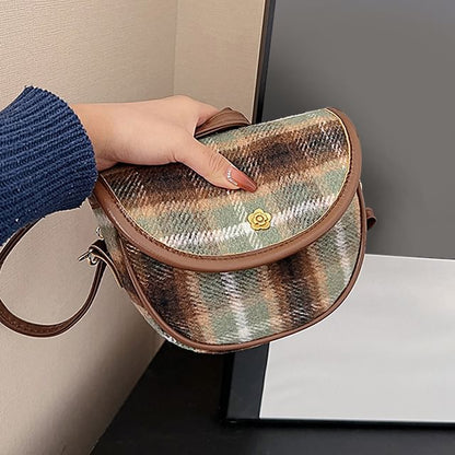 Plaid Flap Crossbody Bag
