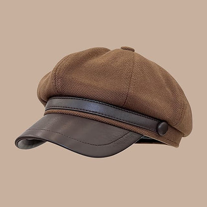 Faux Leather Newsboy Cap / Beret