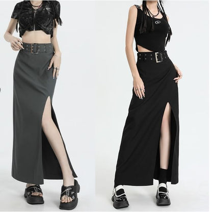 Slit High-Rise Maxi A-Line Skirt