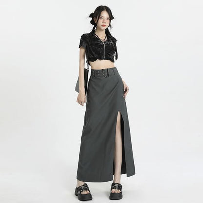 Slit High-Rise Maxi A-Line Skirt