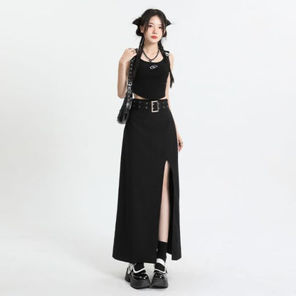 Slit High-Rise Maxi A-Line Skirt