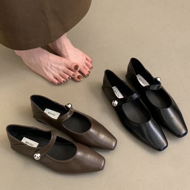 Square Toe Mary Jane Flats