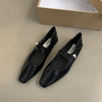 Square Toe Mary Jane Flats