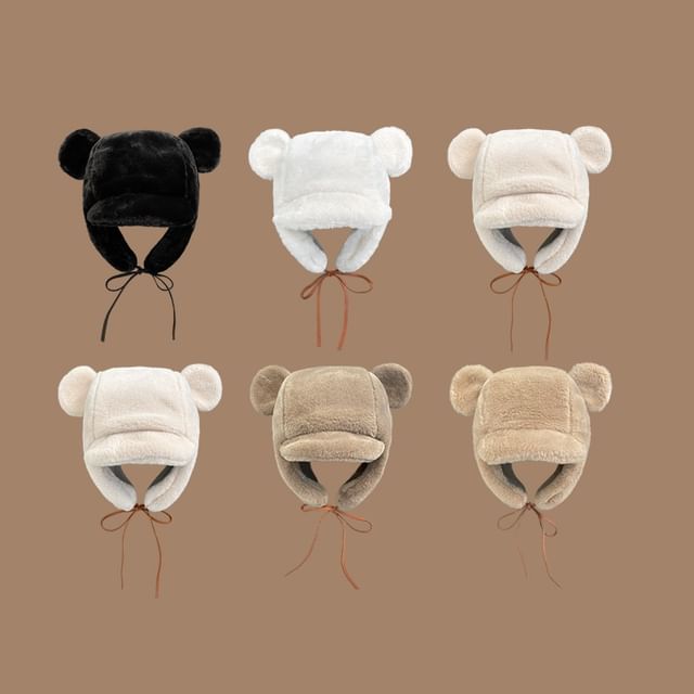 Bear Ear Chenille Trapper Hat