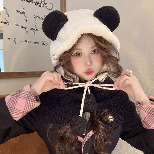 Bear Ear Faux Shearling Balaclava